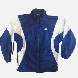 Vintage Adidas Blue White Climalite Athletic Track Zip Front Jacket Mens L/XL